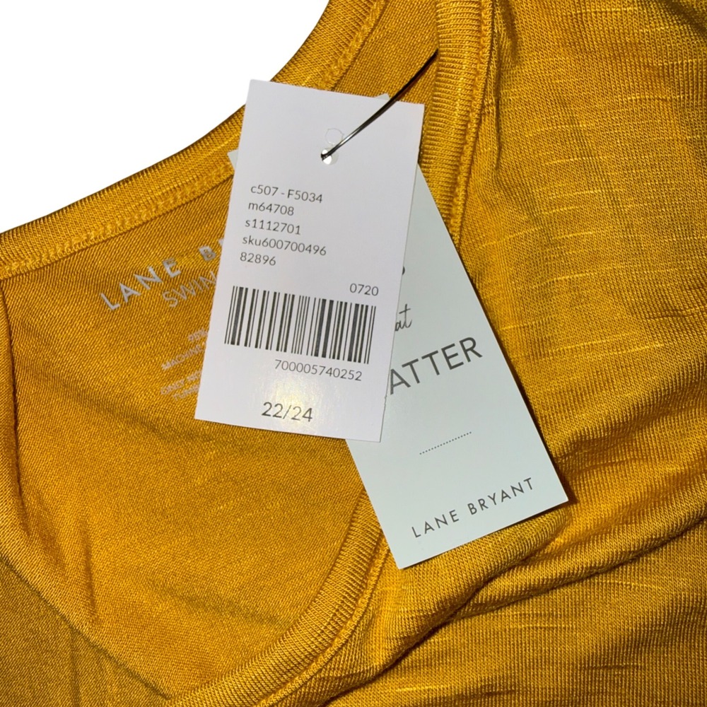Lane Bryant Swing Tee 22/24 Mustard Yellow V-Neck Slub Knit Short Sleeve Top NWT - Picture 3 of 6